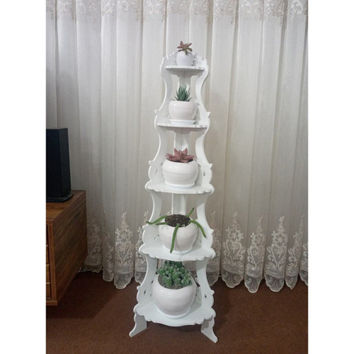 استند گلدان رنگ سفید 5طبقه