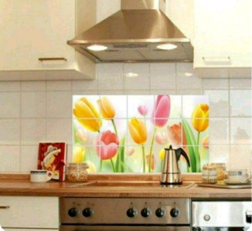 برچسب کابینت طرح پشت گاز گل بسیار جذاب ابعاد 90*60